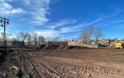 Completed grading and soil mound at the 110 Washington site.