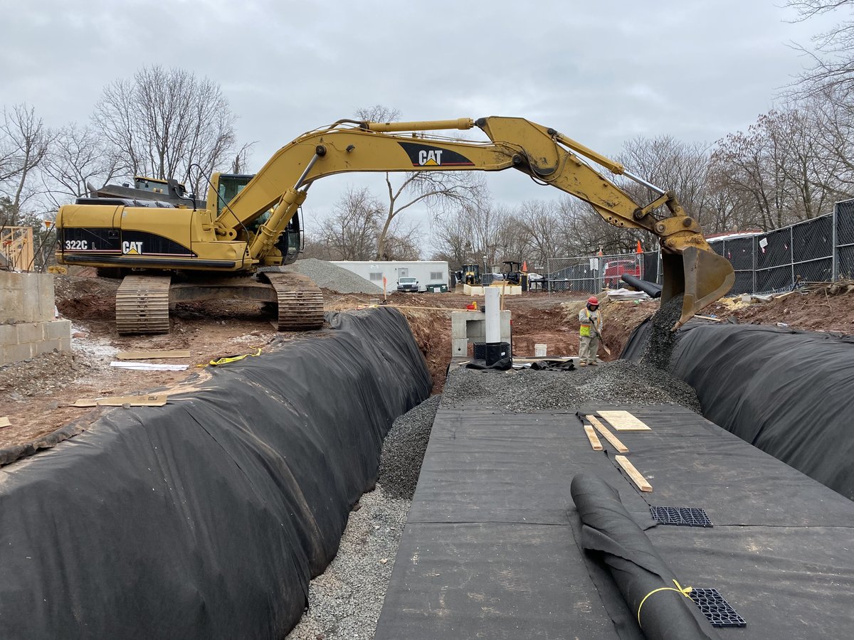 Storm chamber install detail at Clarus Glen Ridge.